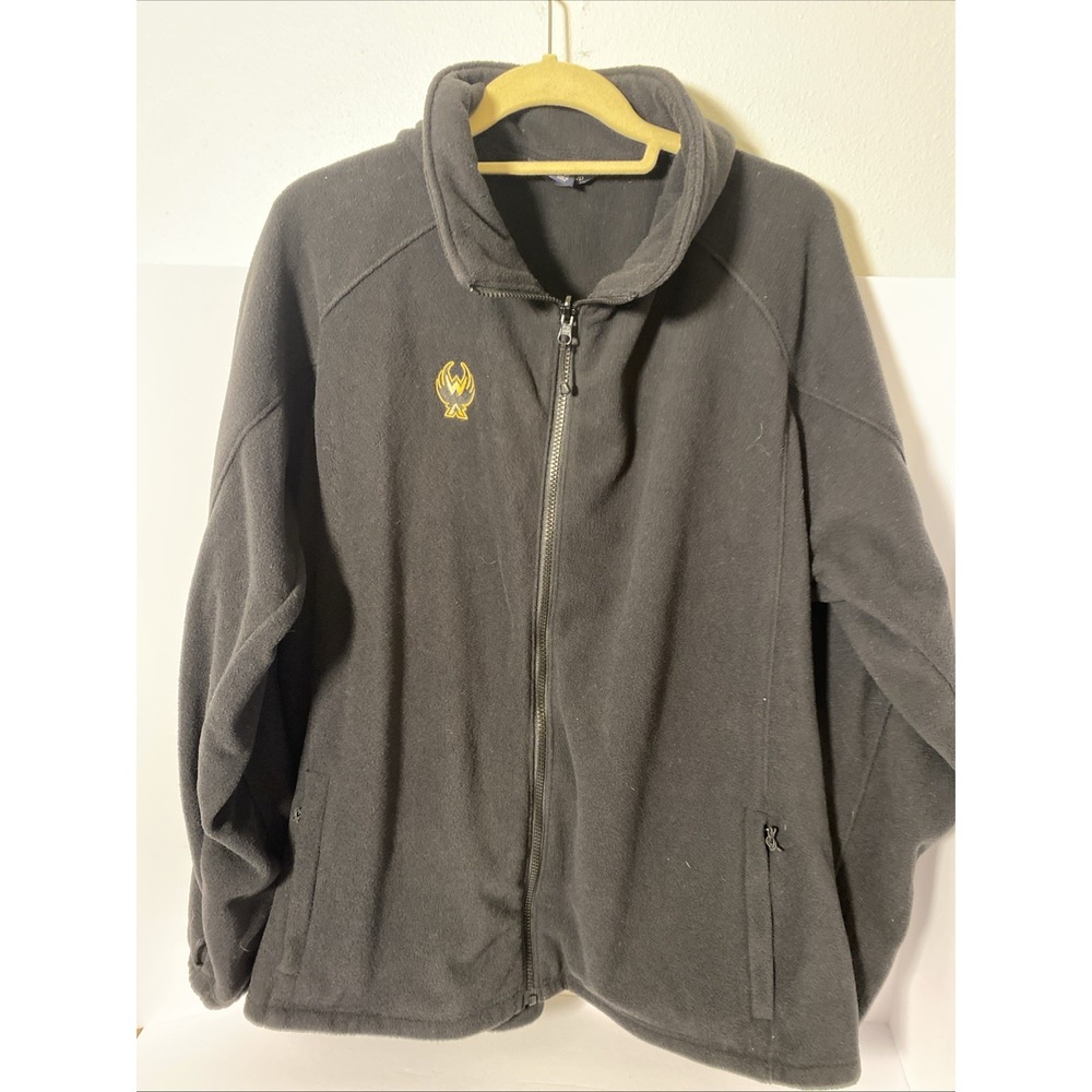 Lands' End‎ Jacket Mens 2XL Black Fleece Full Zip Outdoor Layer Pockets O1